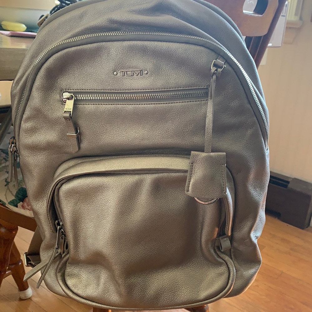 Metallic Tumi backpack